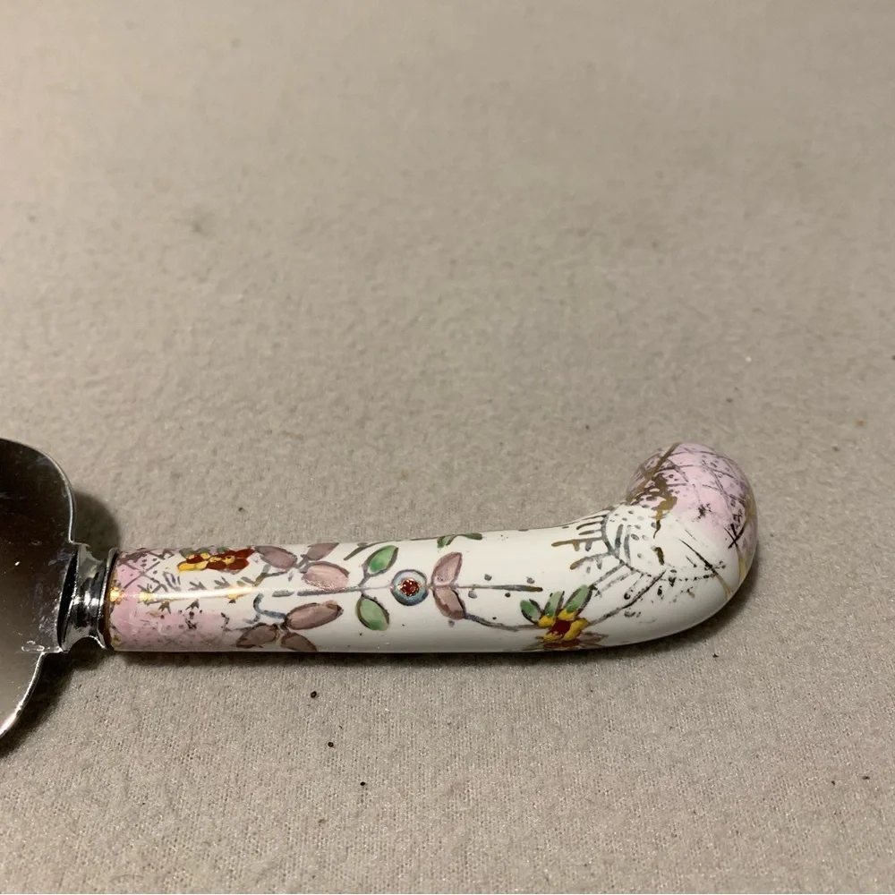 Sheffield England Pie Server Knife Porcelain Handle Vintage Stainless